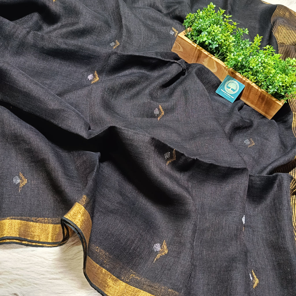 Premium Jaishree Linen Jamdani Saree With BP
