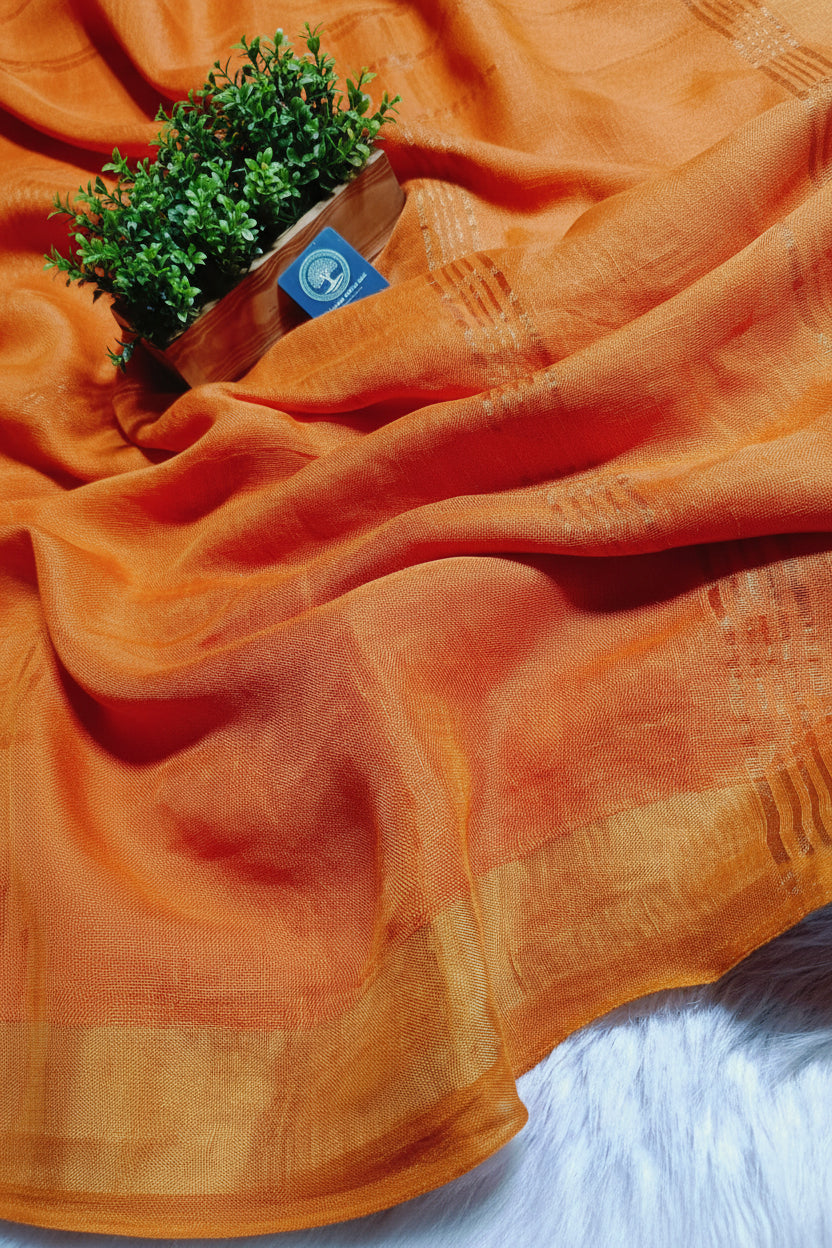 Jayasree Linen Saree With Zari Border and Blouse Piece