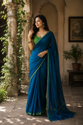 Pure Mullmull Cotton Saree with Contrast Border & Tassel Pallu | Soft Handloom Saree for Women