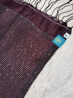 Pure Linen Handwoven Saree with Sequin Floral Motifs & Running Blouse Piece