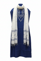 Royal Blue Handloom Cotton Jamdani Dress Material Set