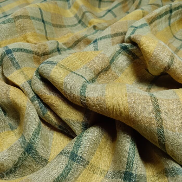 Premium Quality Handwoven Jaishree checked Linen saree with Blouse Piece - Image 3