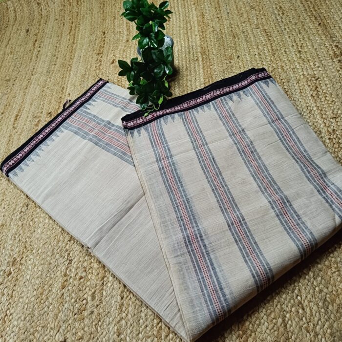 Ponduru Cotton Saree with Dobby Temple Border and Contrast Blouse Piece - Image 2