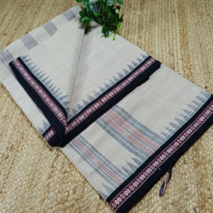 Ponduru Cotton Saree with Dobby Temple Border and Contrast Blouse Piece - Image 4