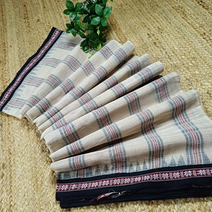 Ponduru Cotton Saree with Dobby Temple Border and Contrast Blouse Piece - Image 5