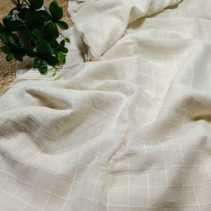handcrafted tradition with this Handloom Cotton Saree featuring intricate Kantha stitch embroidery all over and charming pompom detailing. - Image 2