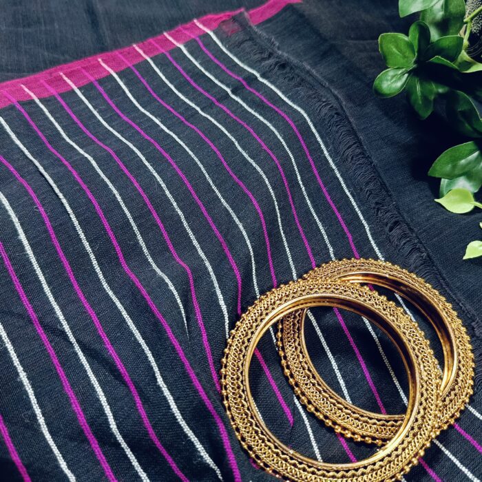 Premium Quality Handwoven Cotton Black Saree - Image 5
