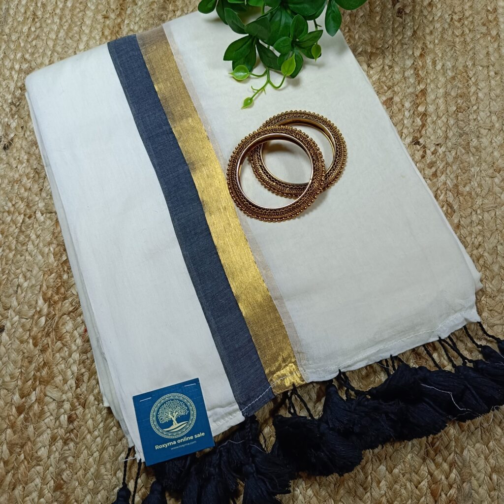 Bengal Mull Cotton Saree, Featuring A Striking Contrast Zari Border And Playful Pompom Edging