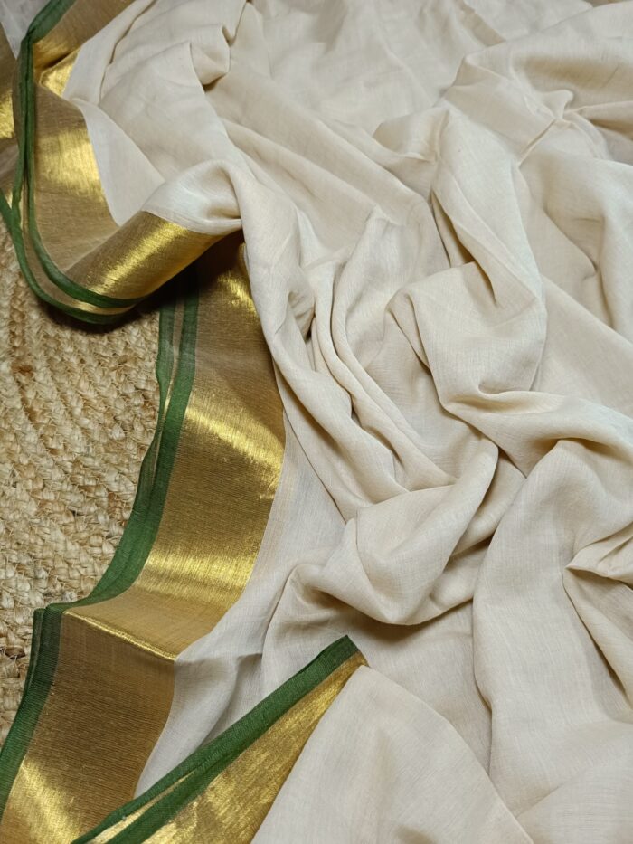 Bengal Handloom Mull Cotton Saree with Zari Border - Image 3